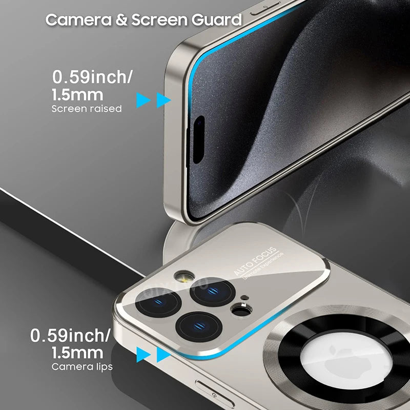 Luxury Matte Glass MagSafe Case – Ultra Shockproof Metal Camera Protection Cover for iPhone