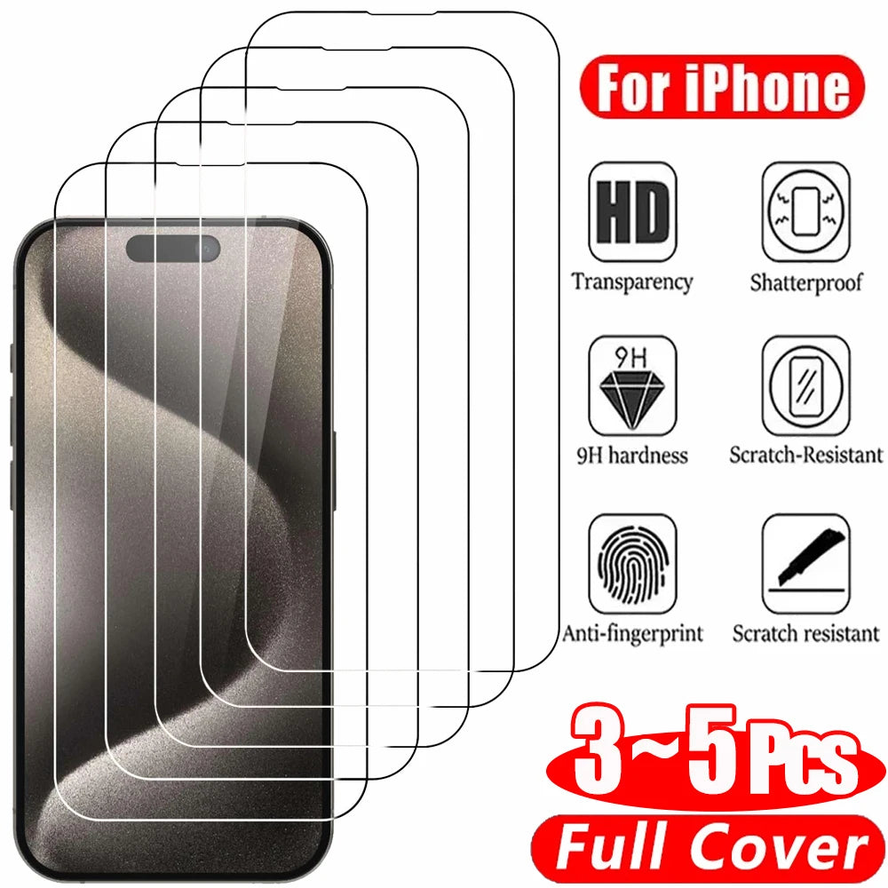 HD Tempered Glass Screen Protector – Ultra-Scratch Resistant Front Film for iPhone 11 to 18 Pro Max