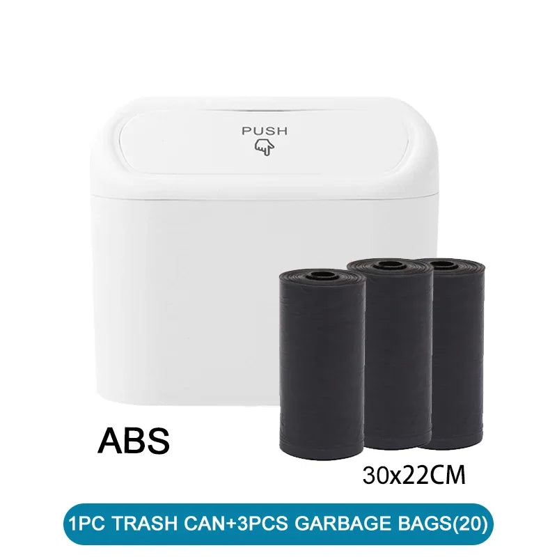 Car Trash Can (with Lid) – Leak-Proof Mini Storage Bucket (Includes 60/300 Garbage Bags