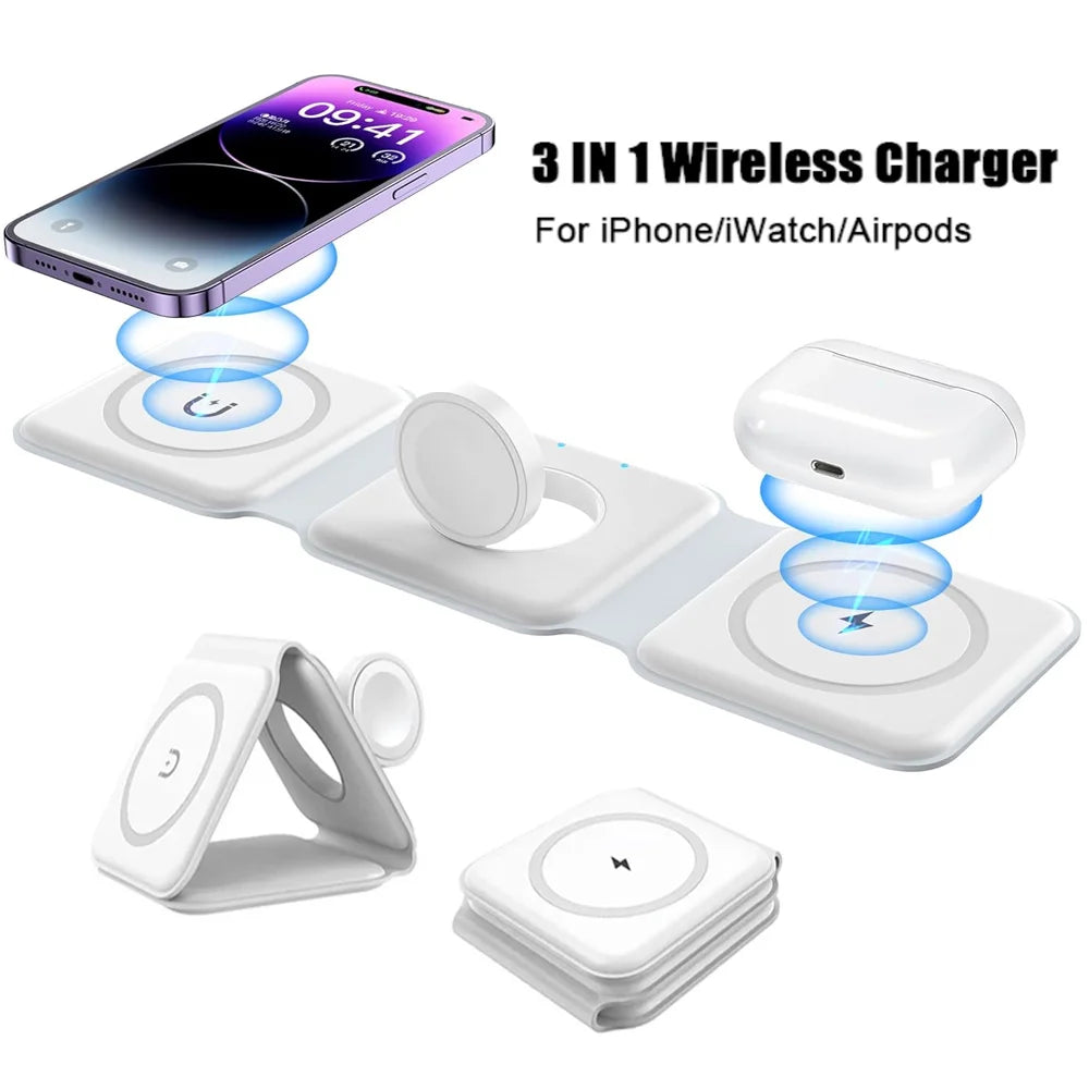 Premium 3-in-1 Foldable Magnetic Wireless Charger