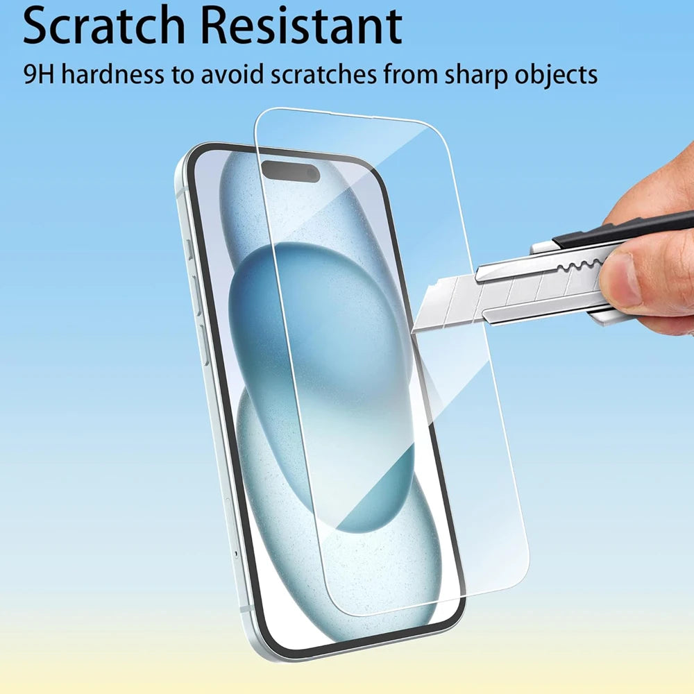 HD Tempered Glass Screen Protector – Ultra-Scratch Resistant Front Film for iPhone 11 to 18 Pro Max