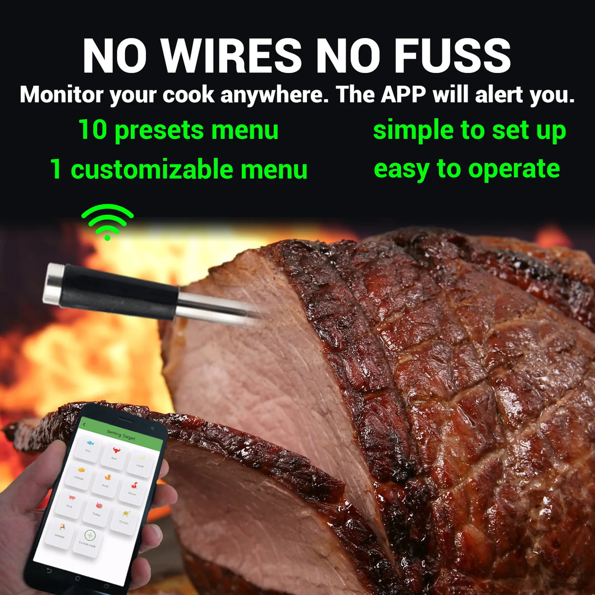 Grill Pro: Long-Range Smart Bluetooth Meat Thermomete
