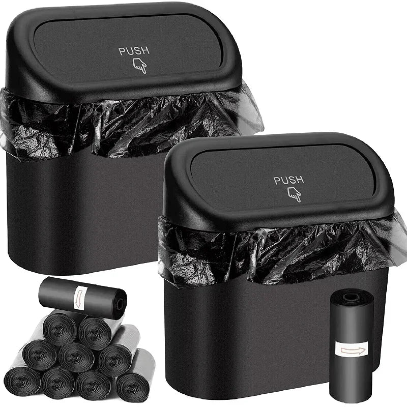 Car Trash Can (with Lid) – Leak-Proof Mini Storage Bucket (Includes 60/300 Garbage Bags