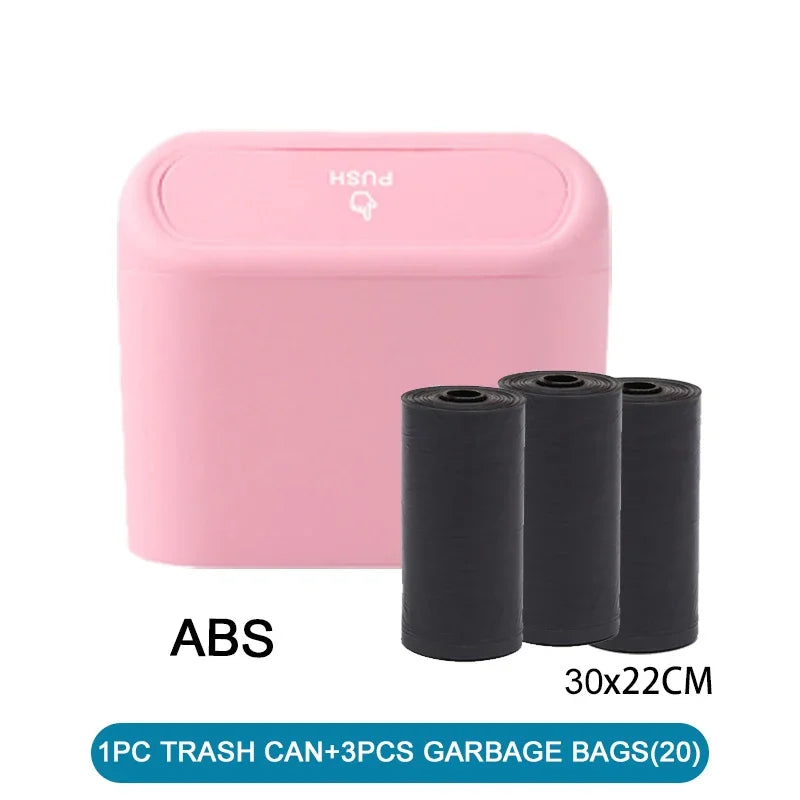 Car Trash Can (with Lid) – Leak-Proof Mini Storage Bucket (Includes 60/300 Garbage Bags