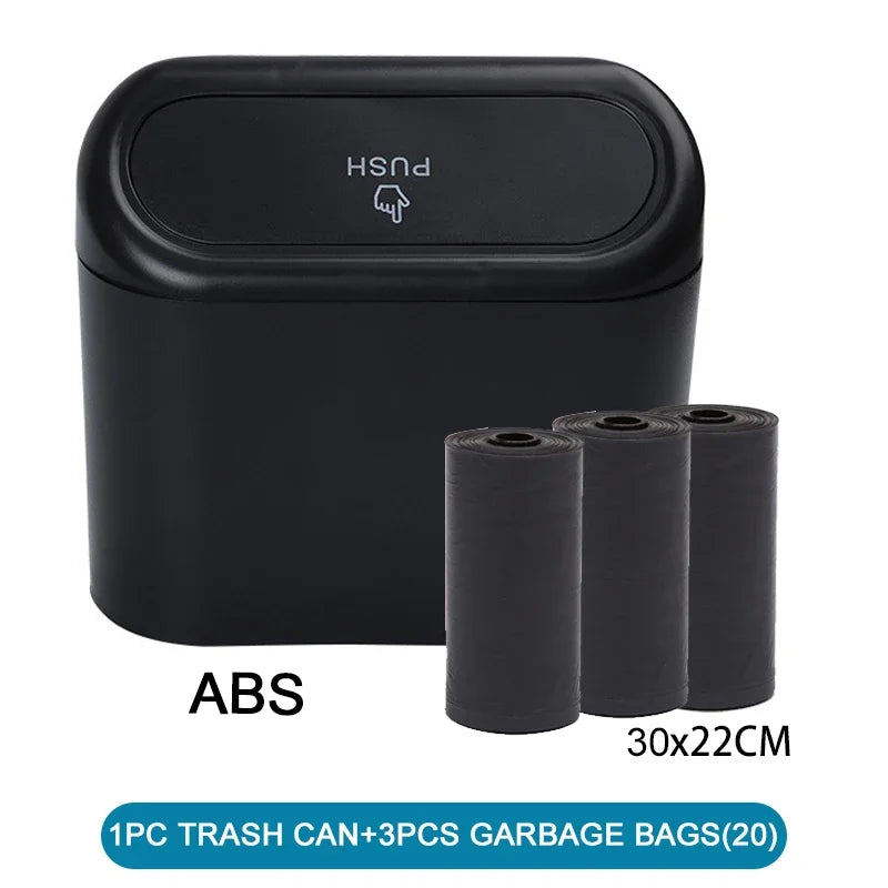 Car Trash Can (with Lid) – Leak-Proof Mini Storage Bucket (Includes 60/300 Garbage Bags