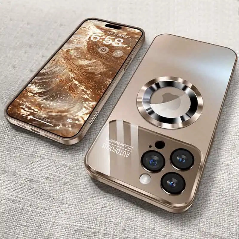 Luxury Matte Glass MagSafe Case – Ultra Shockproof Metal Camera Protection Cover for iPhone