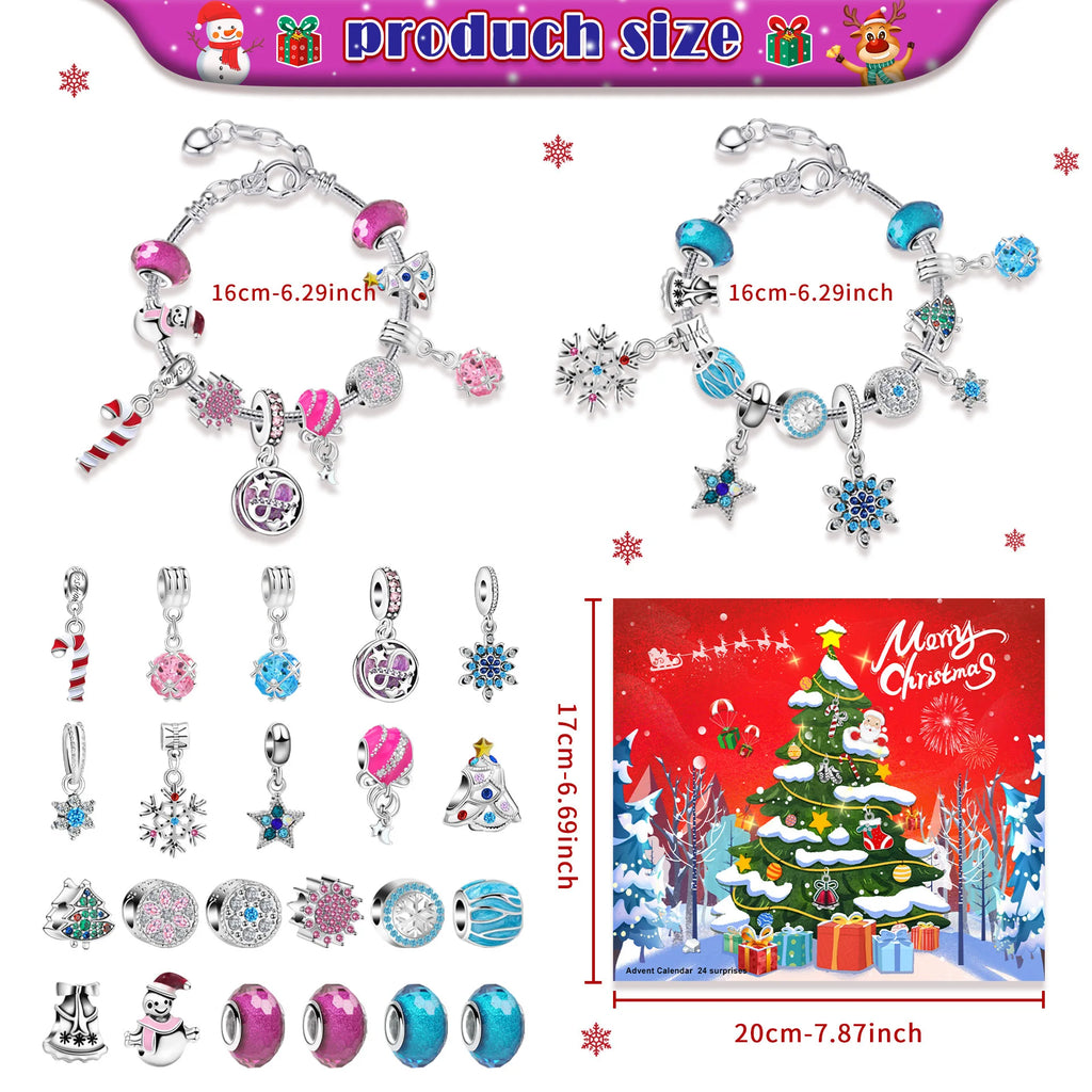 MerryMini Christmas 24-Day Holiday Charm Bracelet Advent Calendar