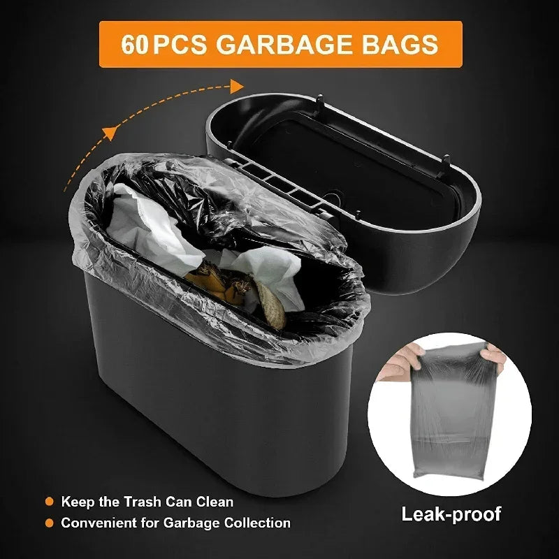 Car Trash Can (with Lid) – Leak-Proof Mini Storage Bucket (Includes 60/300 Garbage Bags
