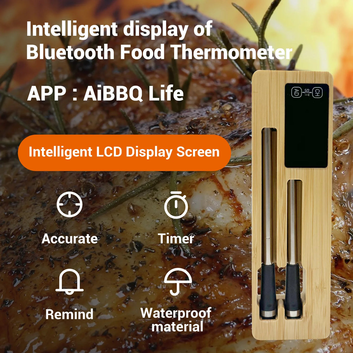 Grill Pro: Long-Range Smart Bluetooth Meat Thermomete