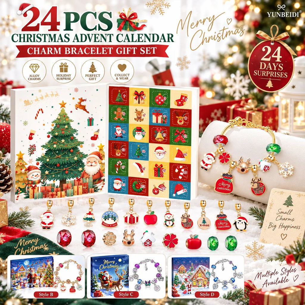 MerryMini Christmas 24-Day Holiday Charm Bracelet Advent Calendar