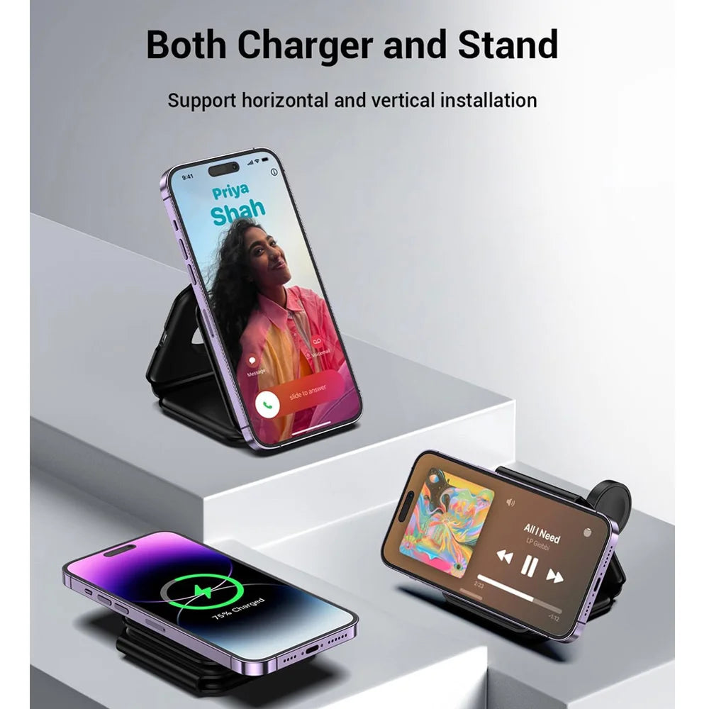 Premium 3-in-1 Foldable Magnetic Wireless Charger